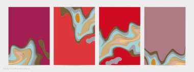 Soyut üç boyutlu kağıt, sanatı keser. Dalgalı kağıt işçiliğiyle renkli bir arka plan. Sanatsal vektör gerçekçi gölgeli şekilleri kesiyor. Parlak oyma dokusu. Topografi yardım taklidi.