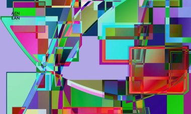 Soyut vektör duvar kağıdı. Büyük, renkli, örtüşen kareler. Retro TV test hatası dijital sanat. Piksel düzensiz geometrik desen. Büyük veri siber uzay bilgisayarlı filtrelenmiş doku.