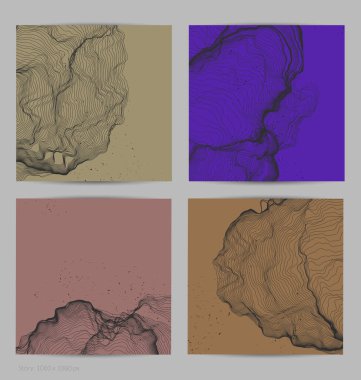 Çok ince bir ağ şekli. Soyut 3D bilgisayar modelleme bilim geometrisi. Gelişigüzel parçacıklarla etkileşen fütüristik ses dalgası. Düz dünyevi arkaplanda büyüyen küf dokusu.