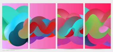 Üç boyutlu sıvı dalgalı şekil. Parlak bulutlu fütüristik arka plan. Soyut müzik dalgalarında canlı gradyan akışı. Dinamik sıvı doku. Moda post tasarımı için yaratıcı vektör şablonu.