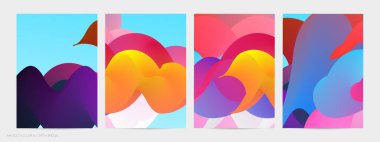 Üç boyutlu sıvı dalgalı şekil. Parlak bulutlu fütüristik arka plan. Soyut müzik dalgalarında canlı gradyan akışı. Dinamik sıvı doku. Moda uçucu tasarımı için yaratıcı vektör şablonu.