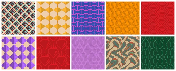 Geometrische Kachelbare Textur Realistischen Schatten Sammlung Nahtloser Muster Set Von — Stockvektor