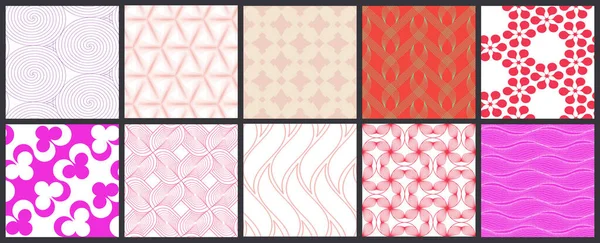 Einfache Geometrische Textur Sammlung Nahtloser Geometrischer Minimalistischer Muster Hintergründe Und — Stockvektor