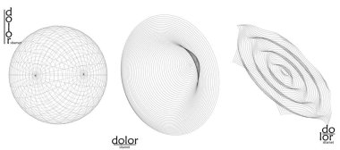 Soyut vektör ağ nesne simgesi seti. Çokgen geometrik şekil. Matematik ya da kimya için bilgisayar modelliği. Çizgi optik sanat tasarımı. Dalgalı bir yüzey. Kablo çerçeve logo tasarımı. 