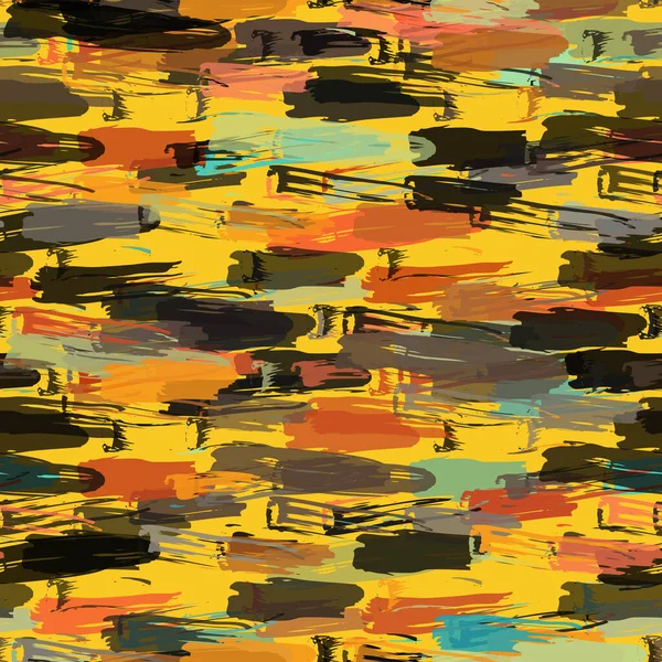 抽象手描きベクトルシームレスパターン 花のモチーフ ラフな痛みの質感 自然の土の色 ドットブロブマーカーブラシストロークは 芸術的な背景を作成します — ストックベクタ