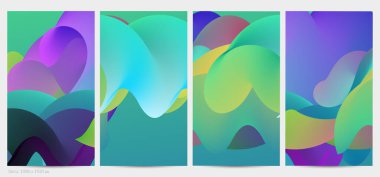 Üç boyutlu sıvı dalgalı şekil. Parlak bulutlu fütüristik arka plan. Soyut müzik dalgalarında canlı gradyan akışı. Dinamik sıvı doku. Moda post tasarımı için yaratıcı vektör şablonu.