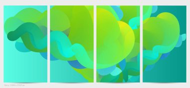 Üç boyutlu sıvı dalgalı şekil. Parlak bulutlu fütüristik arka plan. Soyut müzik dalgalarında canlı gradyan akışı. Dinamik sıvı doku. Moda post tasarımı için yaratıcı vektör şablonu.