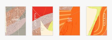 Retro hipster sanat baskısı ya da poster tasarımı. Dalgalı karışık şekiller. Üst üste çizilmiş el dokusu. Çizgiler, noktalar ve karalamalar egzotik tropikal arka plan yaratır. Doğal organik renkler.