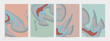 Soyut üç boyutlu kağıt, sanatı keser. Dalgalı kağıt işçiliğiyle renkli bir arka plan. Sanatsal vektör gerçekçi gölgeli şekilleri kesiyor. Parlak oyma dokusu. Topografi yardım taklidi.