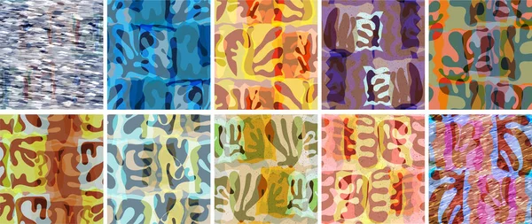 Serie Modelli Senza Soluzione Continuità Vettoriale Forme Biologiche Matisse Colore — Vettoriale Stock