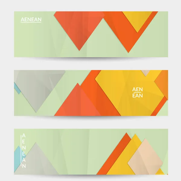 Plantilla Banner Vectorial Abstracto Con Formas Geométricas Superpuestas Papel Plegado — Vector de stock