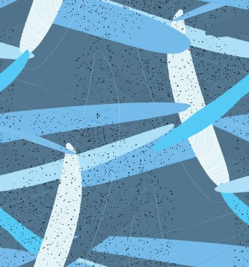 Soyut vektör kusursuz desen. Organik grunge, üst üste binen dalgalı şekiller ve çizgiler. El yazısıyla çizilmiş pastel renkli arka plan. Çizgili noktalı yaprak formları. Düz tekstil kumaşı. 