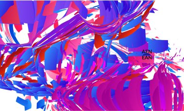 Parlak renkli küçük parçacık patlaması içeren soyut iniş sayfası şablonu. Spor müziği sosyal medya düzeni. Dış uzay hareketli optik sanat dinamik arka planı. Gelecekçi vektör.