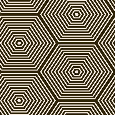 Kusursuz vektör deseni. Soyut basit geometrik doku. Eski sarı kağıtta koyu kahverengi. Geriye dönük ince çizgiler. Modern kafes grafik tasarımı.