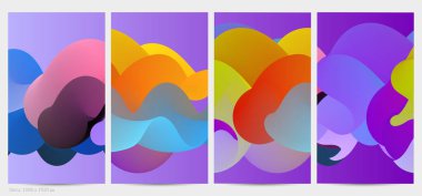 Üç boyutlu sıvı dalgalı şekil. Parlak bulutlu fütüristik arka plan. Soyut müzik dalgalarında canlı gradyan akışı. Dinamik sıvı doku. Moda post tasarımı için yaratıcı vektör şablonu.