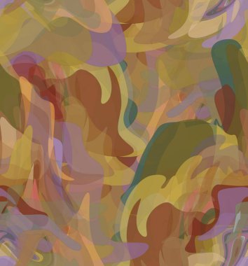 Soyut suluboya kusursuz vektör deseni. Rastgele şeffaf dalgalı şekiller sanatsal acı dokusu yaratır. Pastel rengarenk arka plan ve organik doğal toprak renkleri. Evrensel duvar kağıdı.