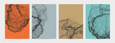 Çok ince bir ağ şekli. Soyut 3D bilgisayar modelleme bilim geometrisi. Gelişigüzel parçacıklarla etkileşen fütüristik ses dalgası. Düz dünyevi arkaplanda büyüyen küf dokusu.