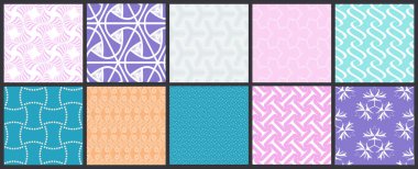 Basit geometrik dokular. Kusursuz geometrik minimalist desenlerin toplanması. Arka planlar ve duvar kağıtları. Tekstil süsü. Düzgünce gruplandırılmış ve katmanlanmış sürükleme ve kumaş paletine bırak.