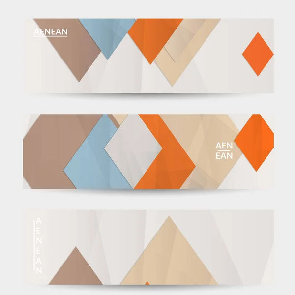 Modelo Banner Vetorial Abstrato Com Papel Dobrado Sobrepondo Formas Geométricas — Vetor de Stock