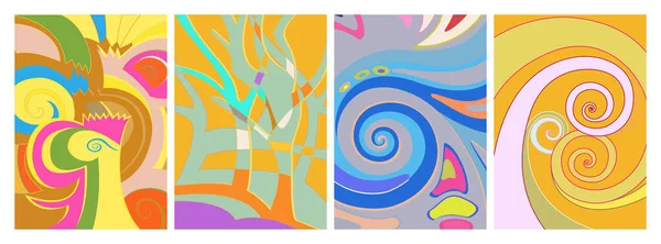 Artistic Abstract Vector Poster Fancy Curved Shapes Graffiti Wall Style — Stock Vector