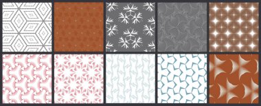Basit geometrik dokular. Kusursuz geometrik minimalist desenlerin toplanması. Arka planlar ve duvar kağıtları. Tekstil süsü. Düzgünce gruplandırılmış ve katmanlanmış sürükleme ve kumaş paletine bırak.