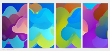 Üç boyutlu sıvı dalgalı şekil. Parlak bulutlu fütüristik arka plan. Soyut müzik dalgalarında canlı gradyan akışı. Dinamik sıvı doku. Moda post tasarımı için yaratıcı vektör şablonu.