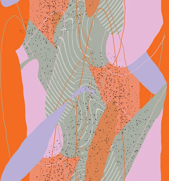 Абстрактный Векторный Бесшовный Шаблон Органические Гранж Текстурированные Перекрывающиеся Волнистые Формы — стоковый вектор