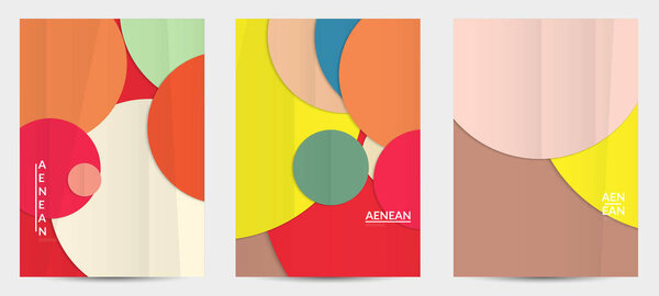 Abstract vector flyer template with folded paper overlapping geometric shapes. Environmental design with cut out geometric objects made of recycled reused paper. Top view geometric pattern.