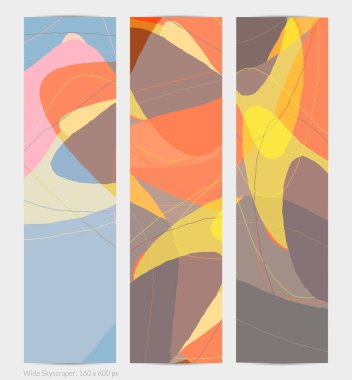 Asgari moda tarzında bir grup vektör soyut yaratıcı arka plan. Sosyal medya için modern şablonlar. Eğlenceli karalama şekli. Soyut geometrik şekilleri ve renkleri olan sanat manzarası.