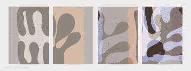 Matisse organik grange desenli. Doğal çiçek motifli soyut çağdaş uçucu şablonu. Asgari orta yüzyıl sanat geçmişi. Düz toprak renklerinde sanatsal botanik elementler.