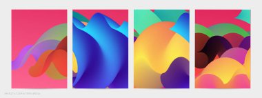 Üç boyutlu sıvı dalgalı şekil. Parlak bulutlu fütüristik arka plan. Soyut müzik dalgalarında canlı gradyan akışı. Dinamik sıvı doku. Moda uçucu tasarımı için yaratıcı vektör şablonu.