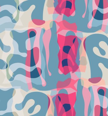 Organik Matisse şekillerinin kusursuz desenleri. Doğal toprak renkleri. Çiçekli sualtı yaşamı. Soyut deniz yosunu kamuflaj arka planı. Moda dalgalı geometri. Rastgele katmanlanmış el çizimi sanat.