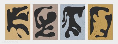 Matisse organik grange desenli. Doğal çiçek motifli soyut çağdaş uçucu şablonu. Asgari orta yüzyıl sanat geçmişi. Düz toprak renklerinde sanatsal botanik elementler.