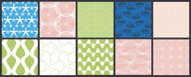Basit geometrik dokular. Kusursuz geometrik minimalist desenlerin toplanması. Arka planlar ve duvar kağıtları. Tekstil süsü. Düzgünce gruplandırılmış ve katmanlanmış sürükleme ve kumaş paletine bırak.