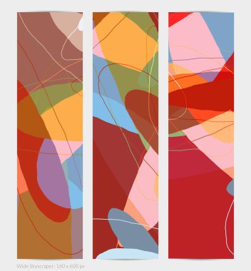 Asgari moda tarzında bir grup vektör soyut yaratıcı arka plan. Sosyal medya için modern şablonlar. Eğlenceli karalama şekli. Soyut geometrik şekilleri ve renkleri olan sanat manzarası.