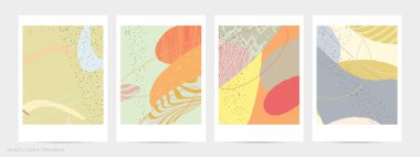 Çizgileri ve üst üste binen boya damlalarıyla soyut el ilanı şablonu. Çağdaş basit kompozisyon. Modern sanat tasarımı. Leke ve çizgilerle dokulu doğal bir renk. Renkleri eşleştir.