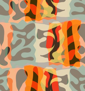 Organik Matisse şekillerinin kusursuz desenleri. Doğal toprak renkleri. Çiçekli sualtı yaşamı. Soyut deniz yosunu kamuflaj arka planı. Moda dalgalı geometri. Rastgele katmanlanmış el çizimi sanat.