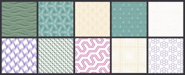 Basit geometrik dokular. Kusursuz geometrik minimalist desenlerin toplanması. Arka planlar ve duvar kağıtları. Tekstil süsü. Düzgünce gruplandırılmış ve katmanlanmış sürükleme ve kumaş paletine bırak.