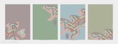 Soyut üç boyutlu kağıt, sanatı keser. Dalgalı kağıt işçiliğiyle renkli bir arka plan. Sanatsal vektör gerçekçi gölgeli şekilleri kesiyor. Parlak oyma dokusu. Topografi yardım taklidi.