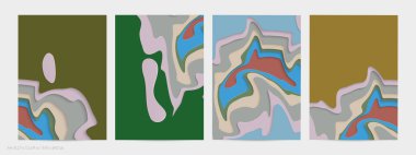 Soyut üç boyutlu kağıt, sanatı keser. Dalgalı kağıt işçiliğiyle renkli bir arka plan. Sanatsal vektör gerçekçi gölgeli şekilleri kesiyor. Parlak oyma dokusu. Topografi yardım taklidi.