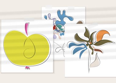 Gölge kaplamalı soyut el çizimi vektör çizimi poster. Çizgi sanatsal çizim ve doku. Retro düz renkler organik doğal tasarım. Organik sağlıklı vejetaryen karalaması..