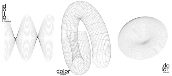 摘要矢量线框几何形状集 低网状标志设计 未来主义的物体设计元素 科学技术的三维数字数学模型 线条艺术背景 — 图库矢量图片