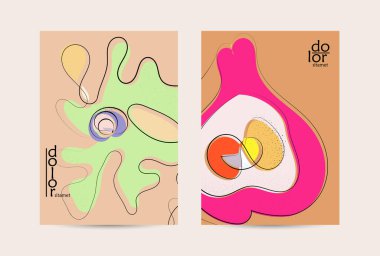 Eko ambalaj vektör tasarımı. Düz renkli meyve logosu ve grunge deseni. Doodle sebze çiziyor. Sağlıklı yiyecek. Vegan cıvata eskiz posteri. Yaz organik taze kavram.