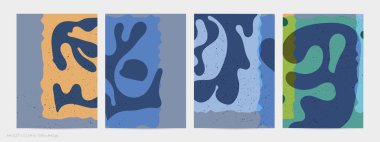 Matisse organik grange desenli. Doğal çiçek motifli soyut çağdaş uçucu şablonu. Asgari orta yüzyıl sanat geçmişi. Düz toprak renklerinde sanatsal botanik elementler.