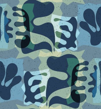 Organik Matisse şekillerinin kusursuz desenleri. Doğal toprak renkleri. Çiçekli sualtı yaşamı. Soyut deniz yosunu kamuflaj arka planı. Moda dalgalı geometri. Rastgele katmanlanmış el çizimi sanat.