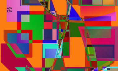 Soyut vektör duvar kağıdı. Büyük, renkli, örtüşen kareler. Retro TV test hatası dijital sanat. Piksel düzensiz geometrik desen. Büyük veri siber uzay bilgisayarlı filtrelenmiş doku.