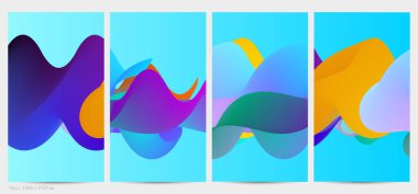 Üç boyutlu sıvı dalgalı şekil. Parlak bulutlu fütüristik arka plan. Soyut müzik dalgalarında canlı gradyan akışı. Dinamik sıvı doku. Moda post tasarımı için yaratıcı vektör şablonu.