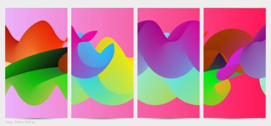 Üç boyutlu sıvı dalgalı şekil. Parlak bulutlu fütüristik arka plan. Soyut müzik dalgalarında canlı gradyan akışı. Dinamik sıvı doku. Moda post tasarımı için yaratıcı vektör şablonu.