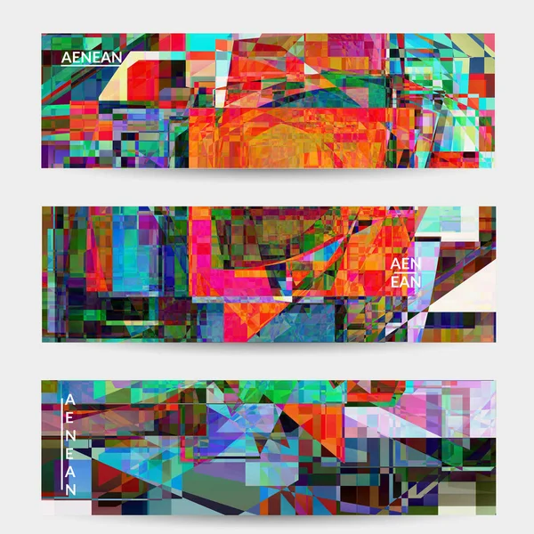 Modèle Abstrait Bannière Vectorielle Petit Bug Distorsion Pixel Cassé Art — Image vectorielle