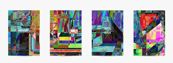 Abstract Vector Flyer Template Small Broken Pixel Distortion Glitch Art — Stock Vector